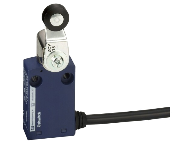 Eindschakelaar; hefboom R 34,4mm, kunststof rol Ø16mm; NO + NC Eindschakelaar; hefboom R 34,4mm, kunststof rol Ø16mm; NO + NC